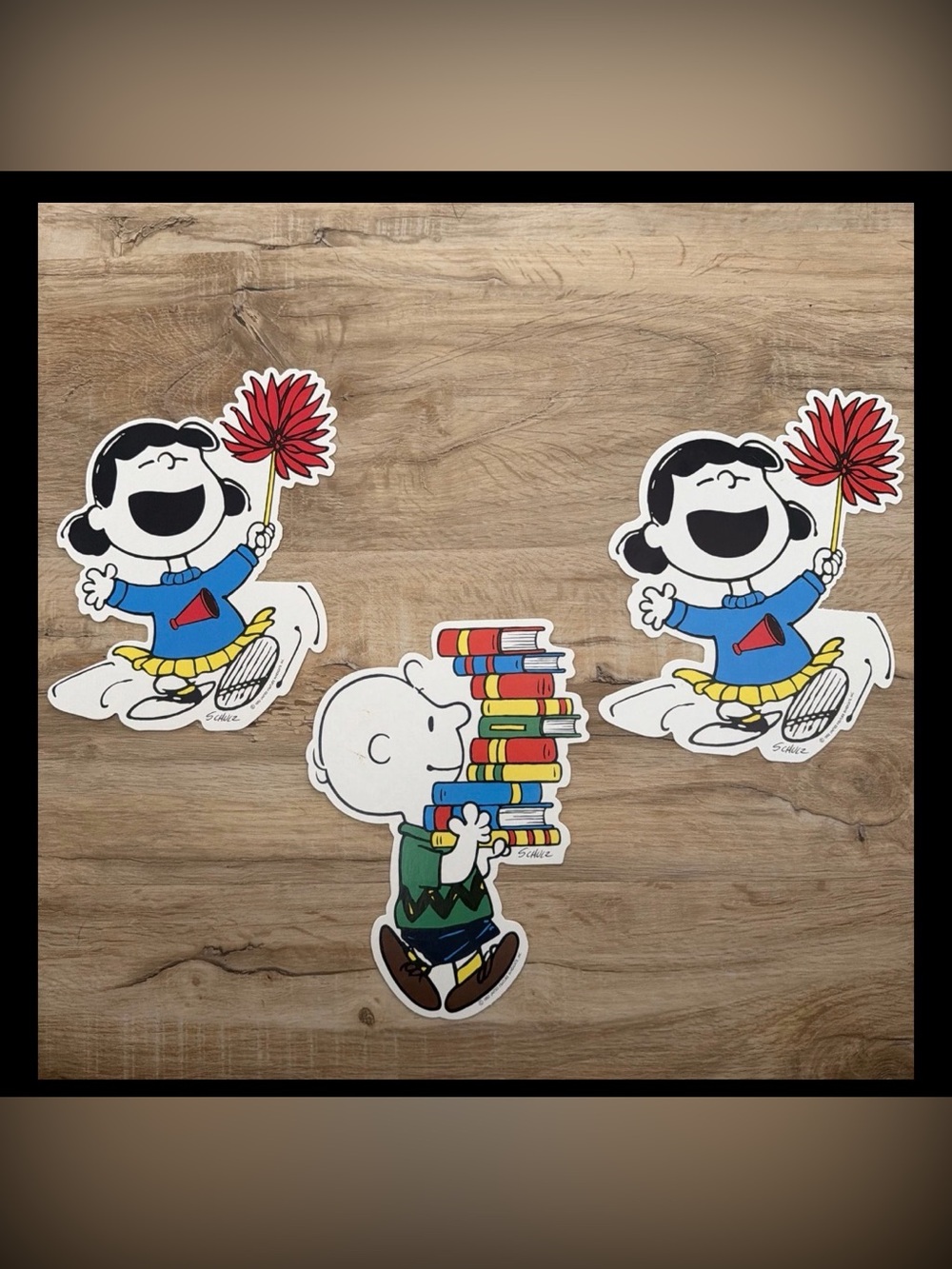 Vintage Peanuts Hallmark Set of 3 Die-Cut Wall Decor Fall School Theme USA